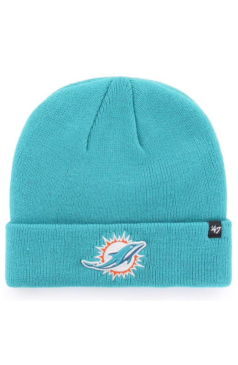 '47 Men's '47 Aqua Miami Dolphins Primary Basic Cuffed Knit Hat, Main, color,