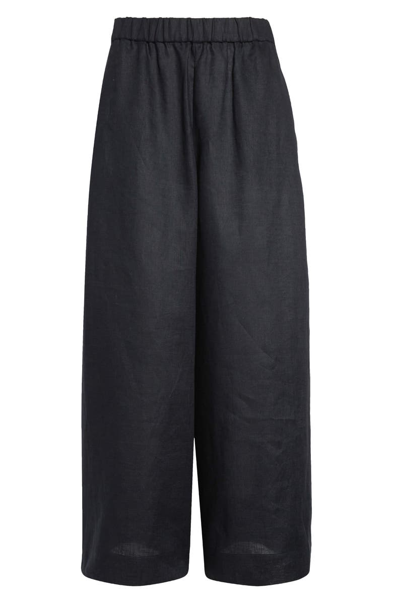 MM by Max Mara Minnie Linen Pull-On Pants, Alternate, color, Black