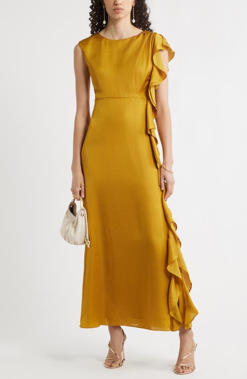 Chelsea28 Asymmetric Ruffle A-line Dress In Gold