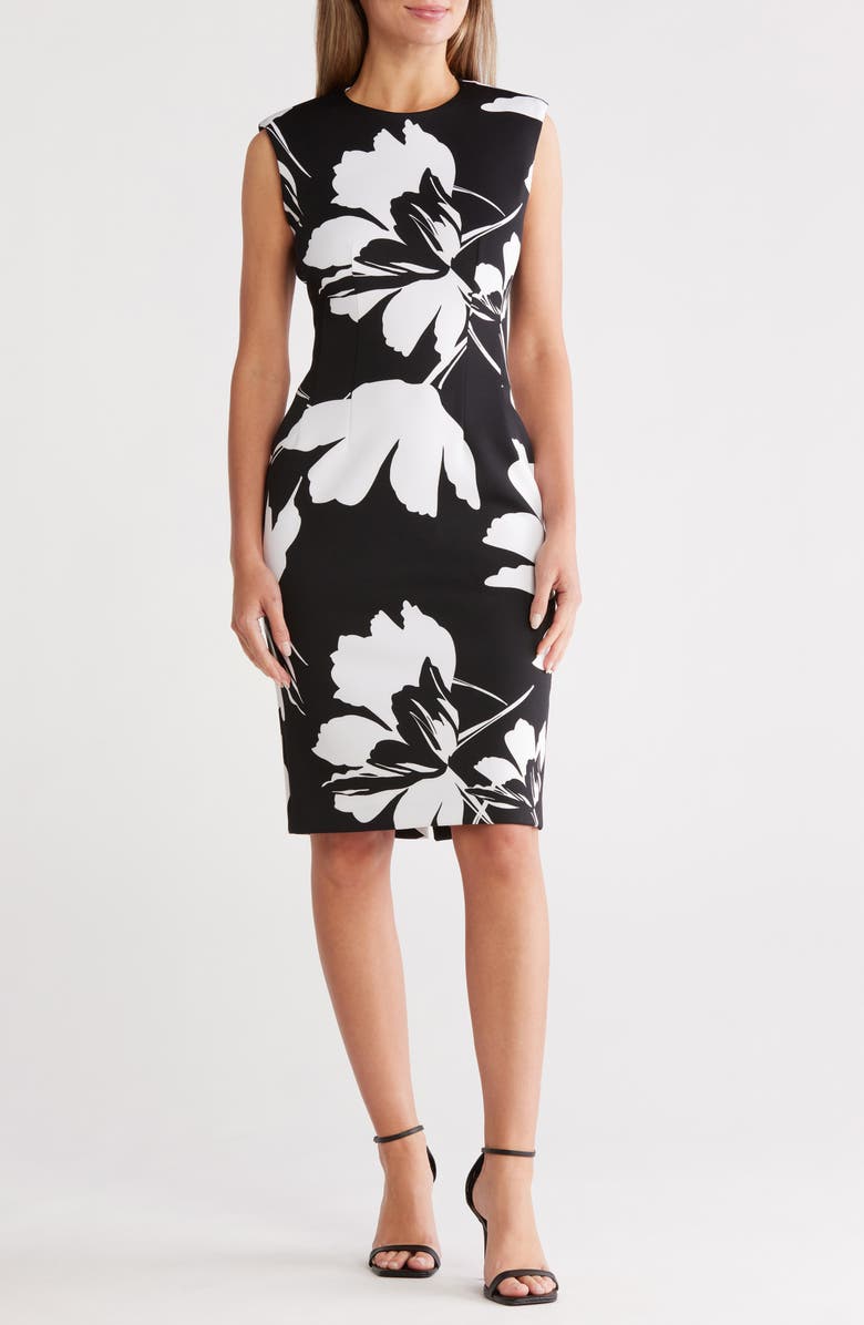 Calvin Klein Floral Scuba Sheath Dress, Main, color,