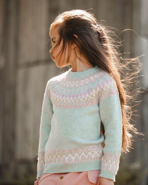 Deux Par Deux Sweater With Norwegian Jacquard In Green