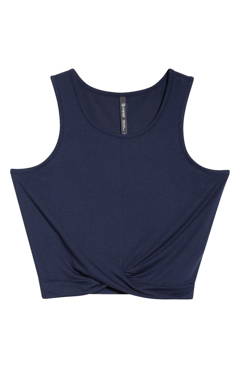 MPG Twist Front Crop Tank Top, Alternate, color, Navy Blazer