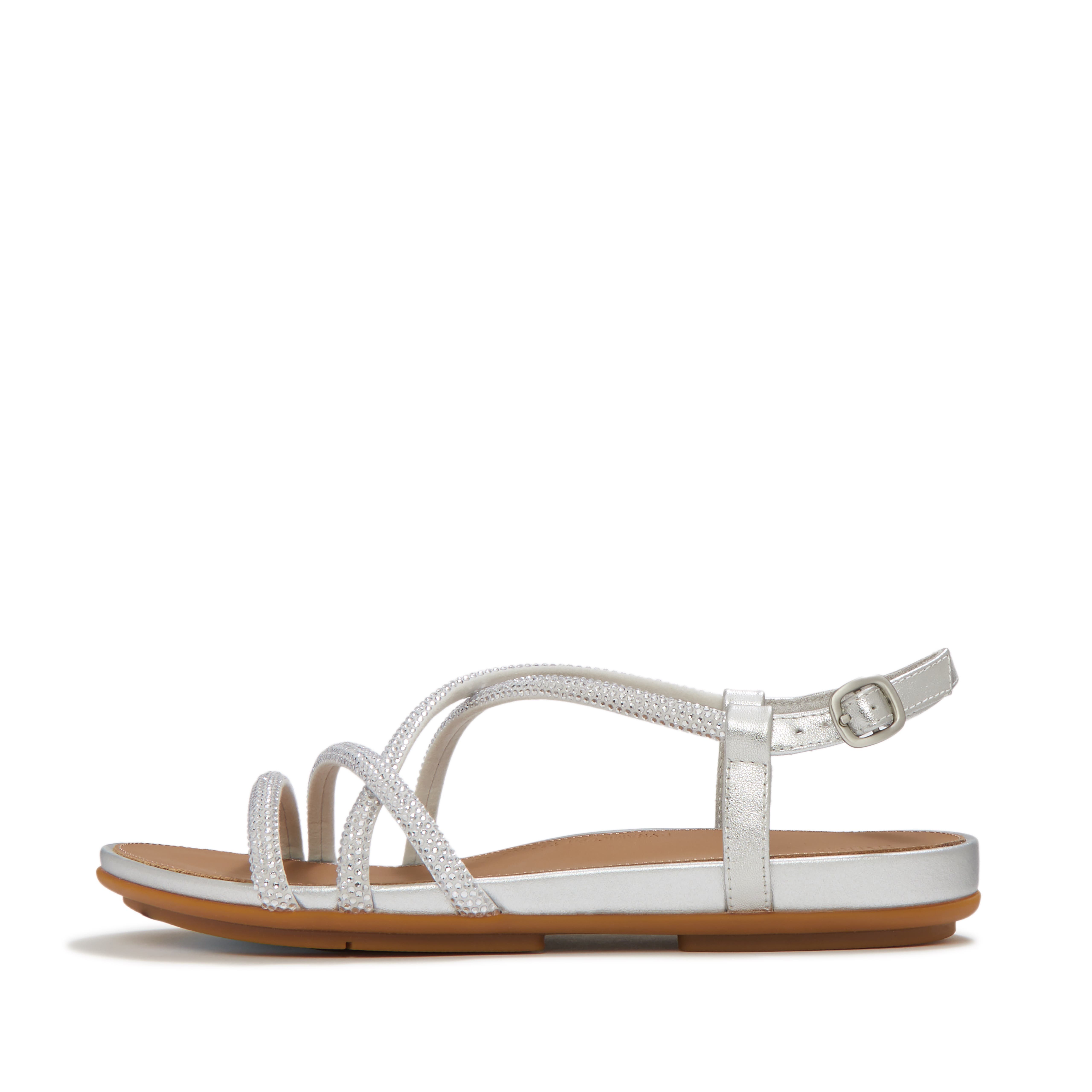 FitFlop Gracie Crystal Strappy Sandal, Alternate, color, Silver