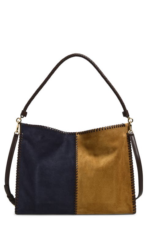 Vida Colorblock Suede Hobo Bag