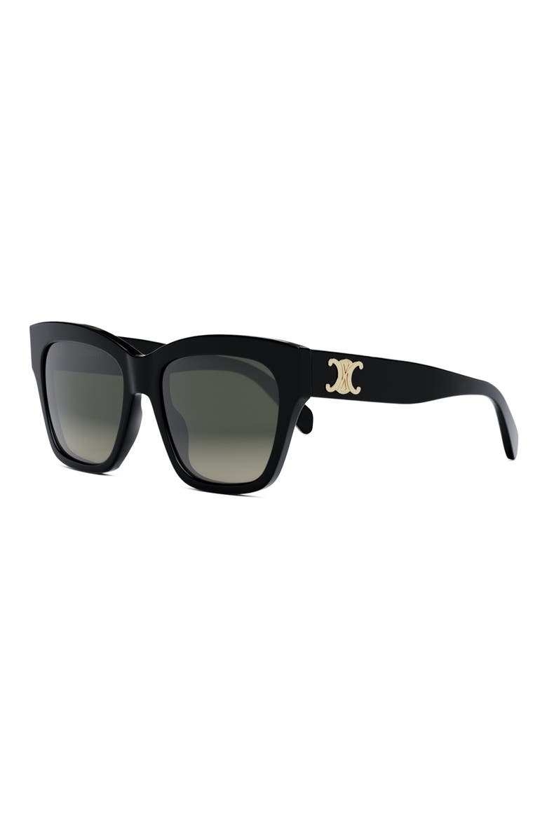 Triomphe 55mm Round Sunglasses, Alternate, color, SHINY BLACK / GRADIENT BROWN