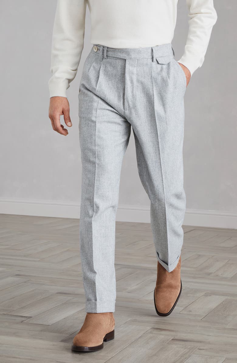 Brunello Cucinelli Leisure fit trousers with double pleats, Alternate, color, 
