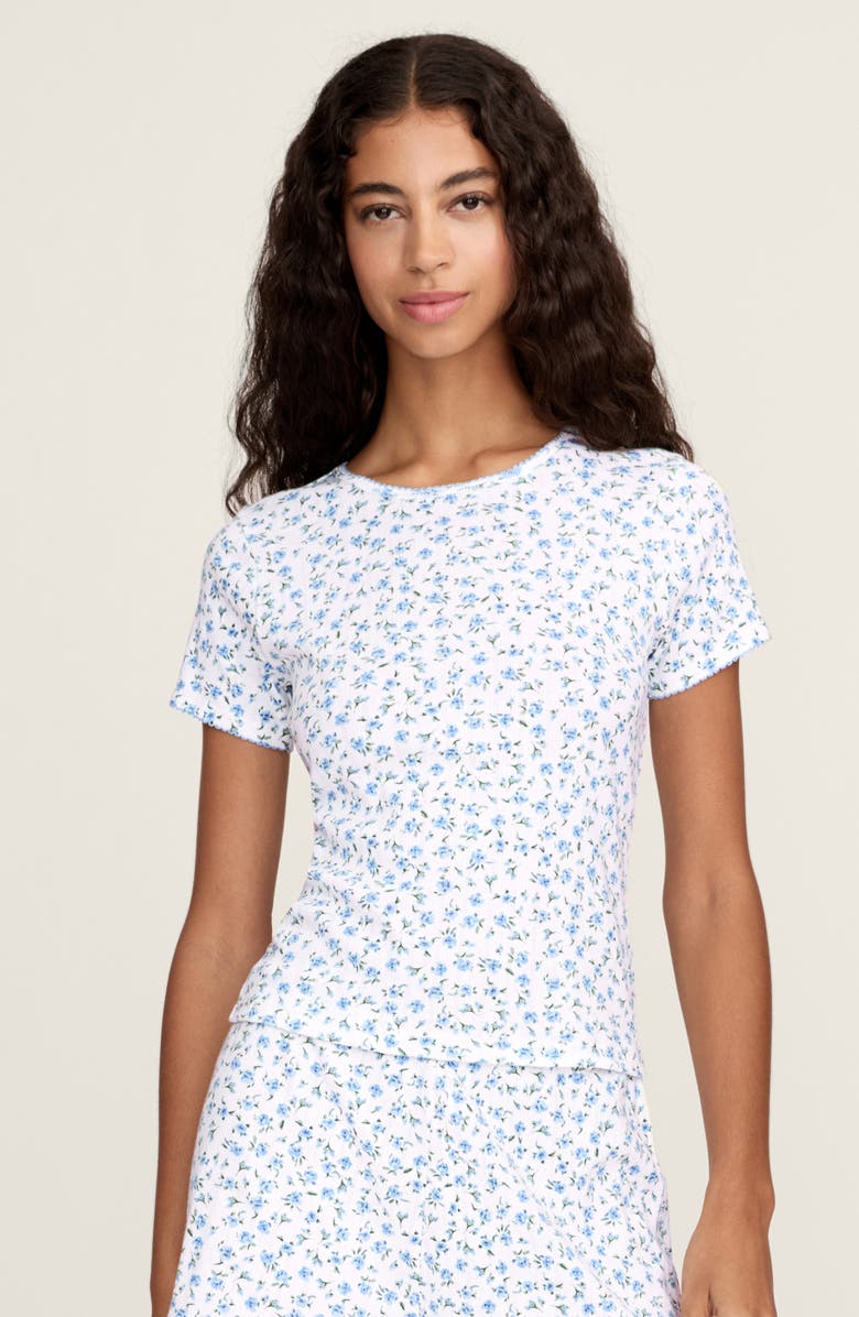 Petite Plume Pima Cotton Pointelle T-Shirt, Alternate, color, Blue