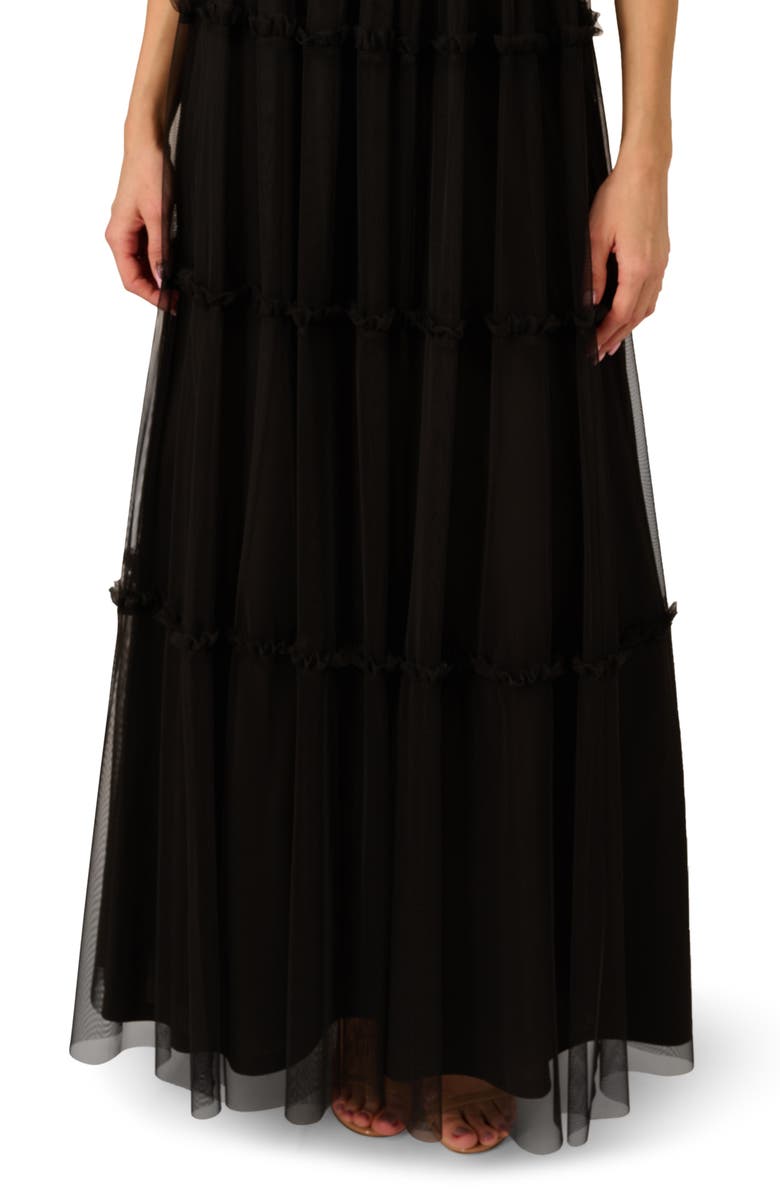 Adrianna Papell Ruffle Crepe & Mesh Gown, Alternate, color, 