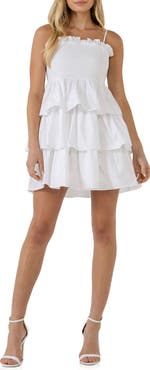 Endless Rose Smocked Tiered Cotton Minidress