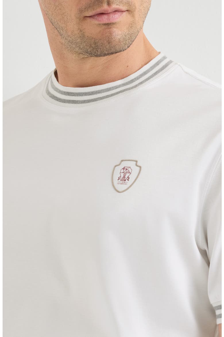 Cotton jersey crew neck T-shirt with logo, Alternate, color, White