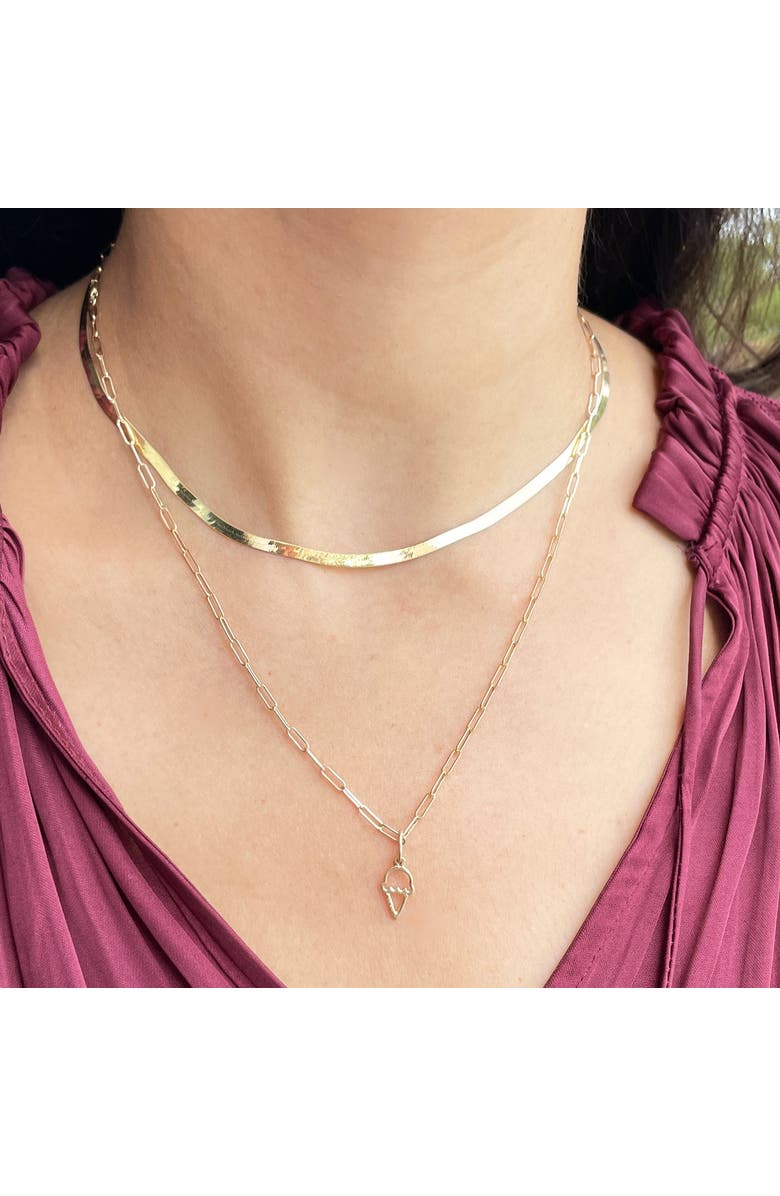 The Lovery Fine Jewelry Mini Gold Ice Cream Cone Charm, Alternate, color, Yellow Gold