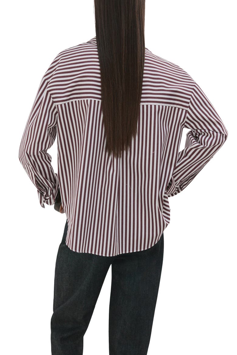 Stripe Cotton Blend Button-Up Shirt, Alternate, color, ECRU