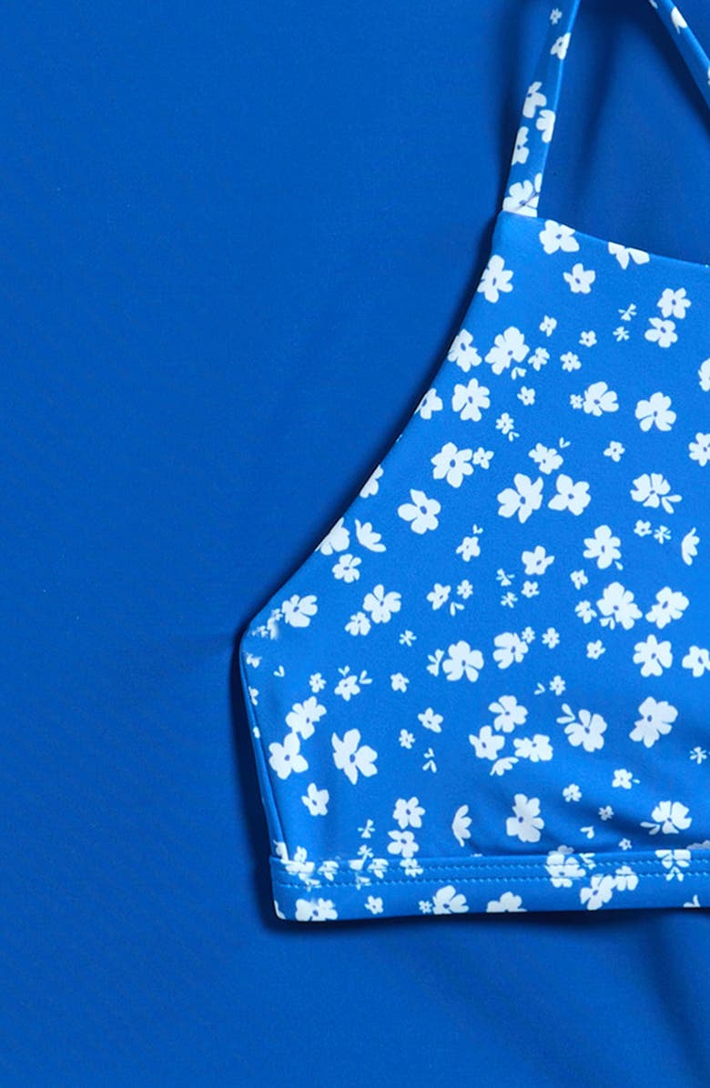 Rip Curl Kids' Surf Puff Floral Print 3-Piece Swimsuit Set, Alternate, color, Deep Blue