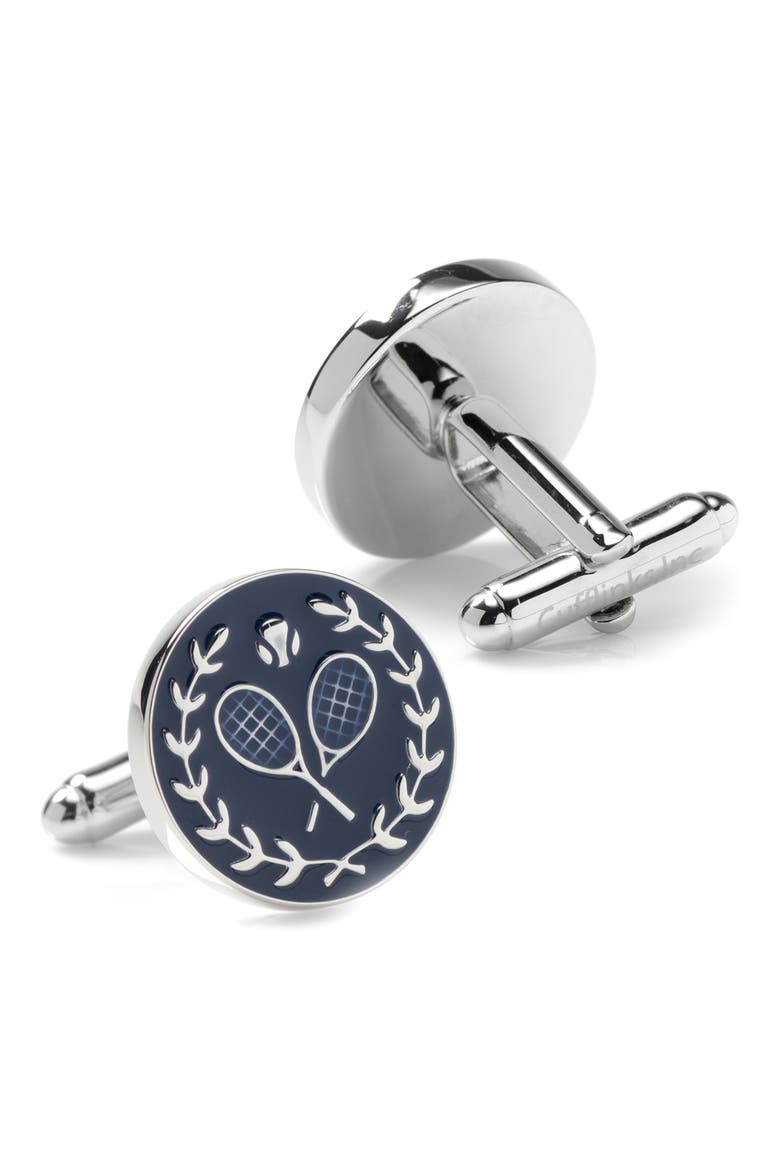 Tennis Enthusiast Cuff Links, Main, color, SILVER