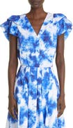 Jason Wu Collection Tie Dye Flounce Sleeve Cotton Top