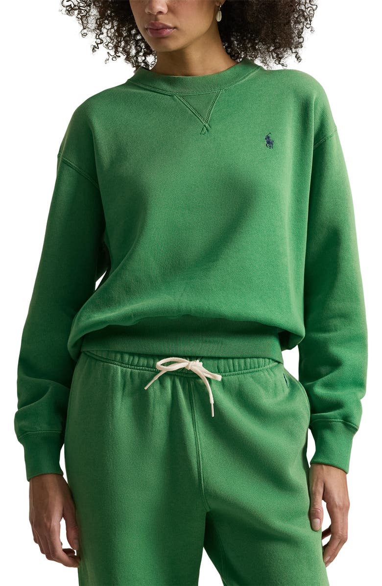 Polo Ralph Lauren Arctic Fleece Sweatshirt, Main, color, Bright Clover