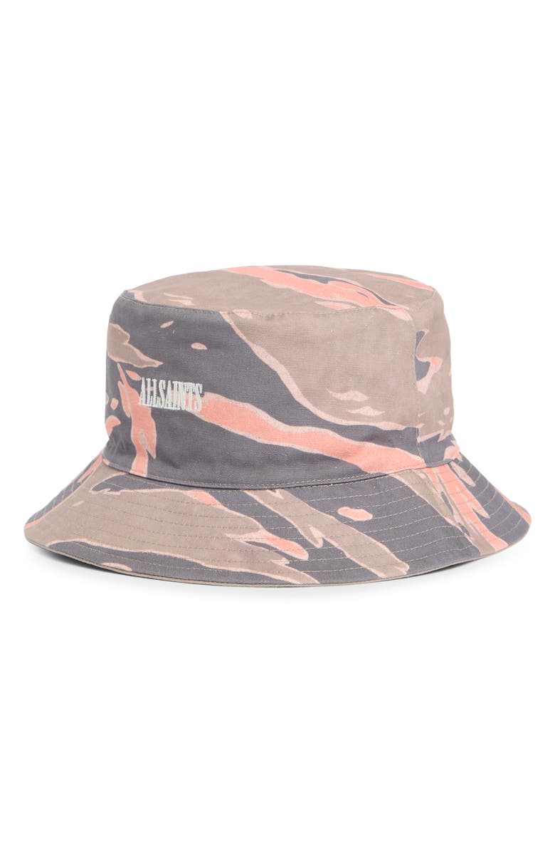 AllSaints Solar Camo Bucket Hat, Main, color, 
