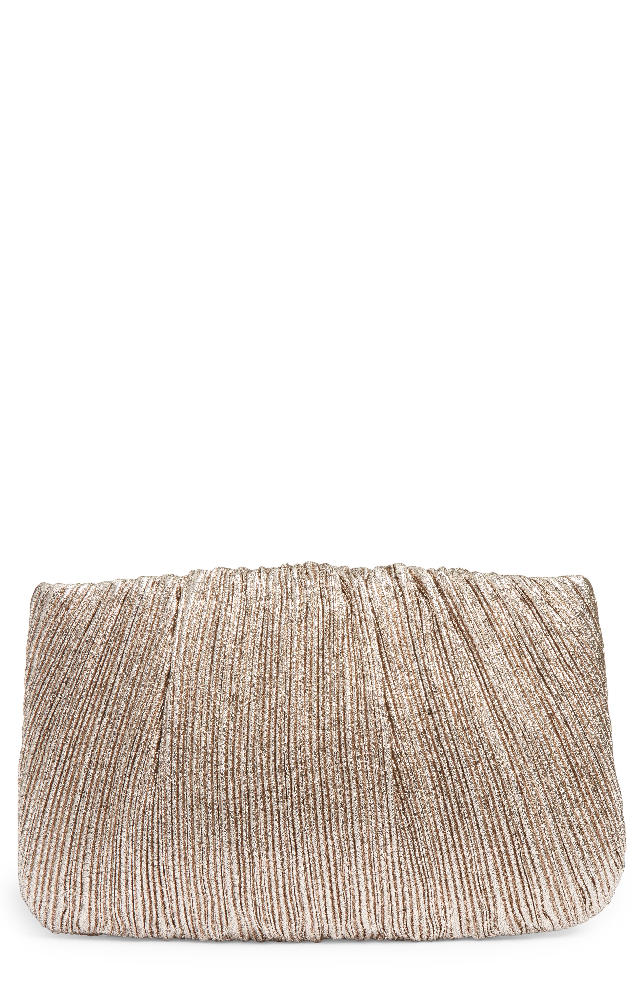 Loeffler Randall Brit Pleated Clutch, Main, color, Champ