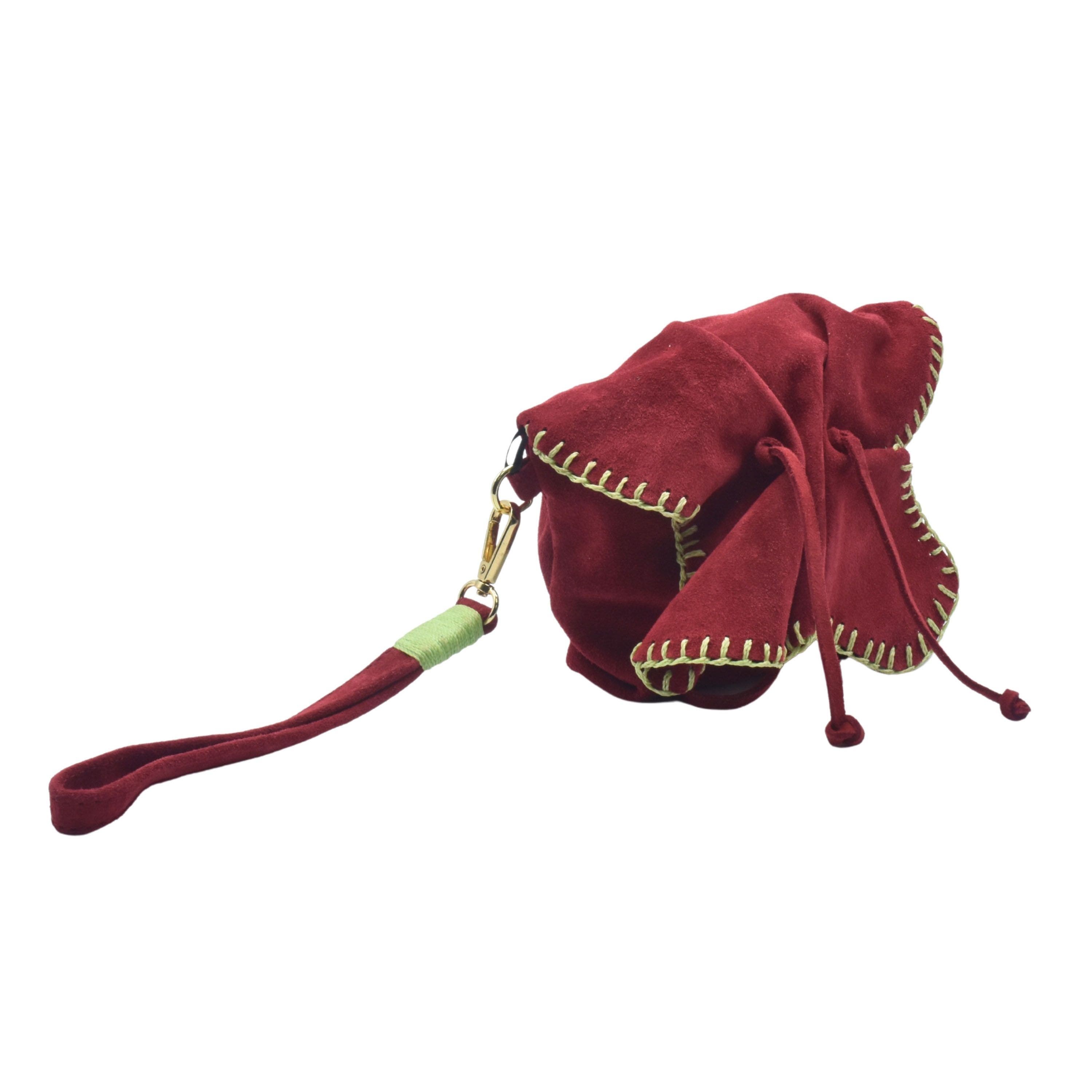 Carlos Falchi Mini Butterfly Suede Leather Bag, Alternate, color, Malbec