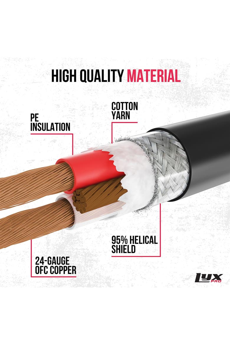 Balanced Audio 1/4 TRS Cable, Male to Male, Durable & Flexible 1/4 to 1/4 Audio Cable, Alternate, color, Black