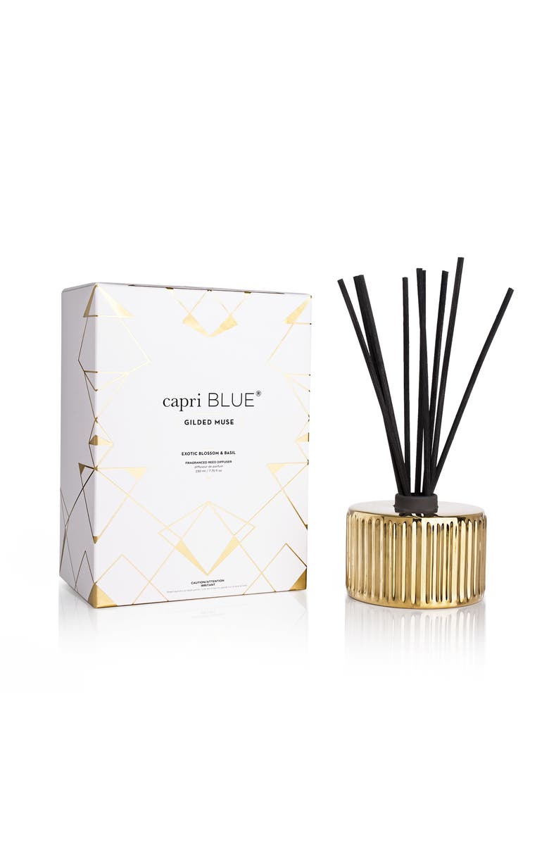 Capri Blue Exotic Blossom & Basil Gilded Reed Diffuser, Main, color, 