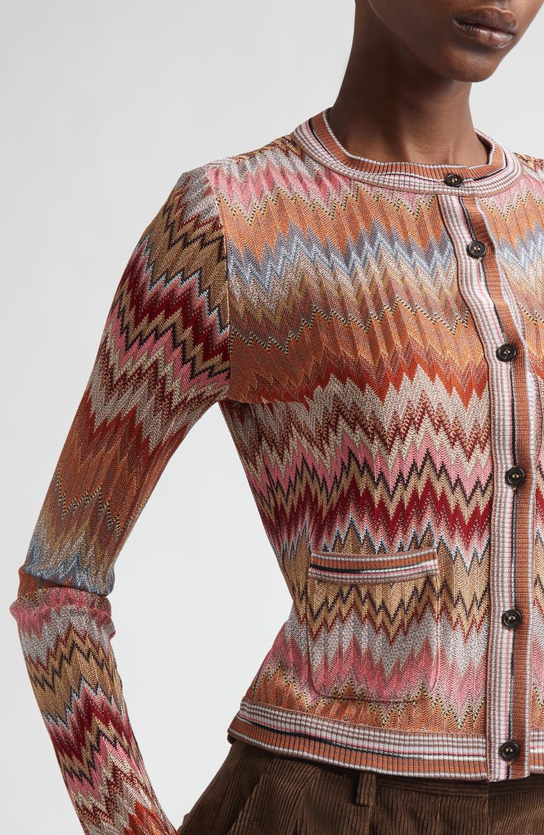 Missoni Snakeskin Pattern Chevron Cardigan, Alternate, color, Multi Camel White Pink