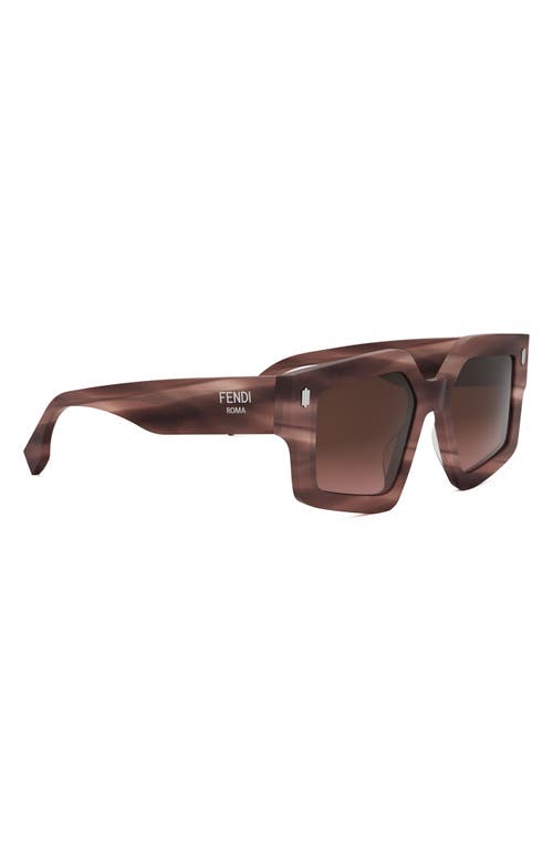 Shop Fendi Roma 52mm Square Sunglasses In Pink/other/gradient Brown