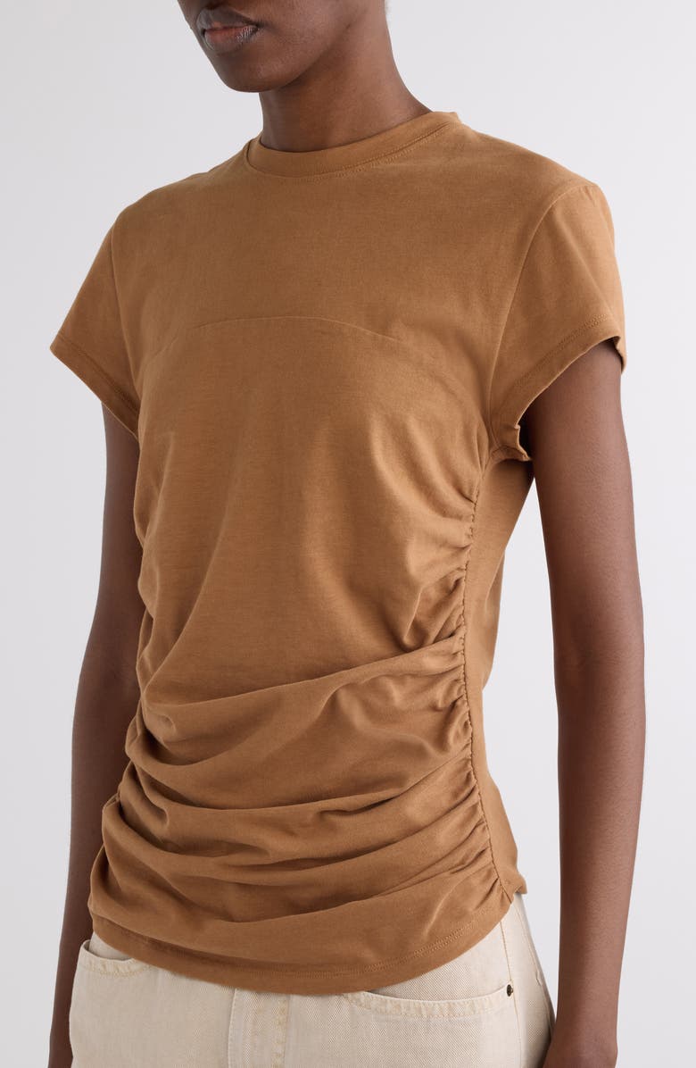 Isabel Marant Maelie Ruched T-Shirt, Alternate, color, Caramel