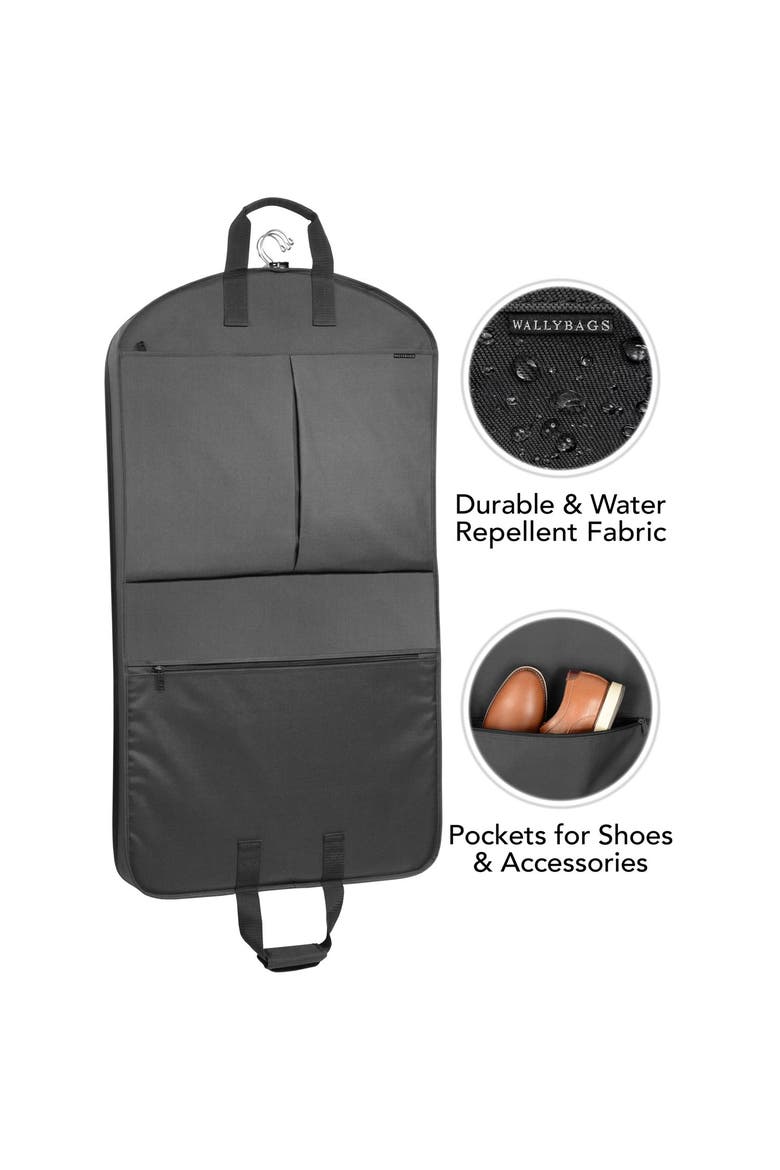 40" Deluxe Travel Garment Bag with two pockets, Alternate, color, Black