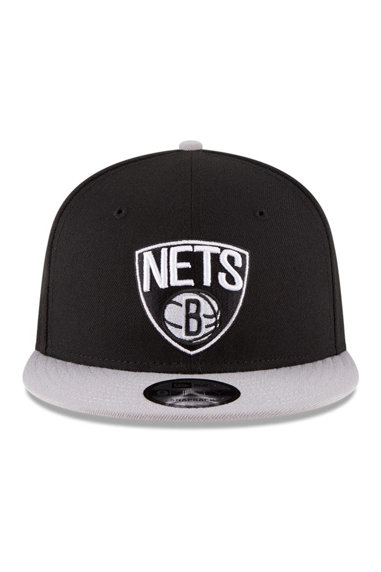 Men's New Era Black/Gray Brooklyn Nets 2-Tone 9FIFTY Adjustable Snapback Hat, Alternate, color, BLACK
