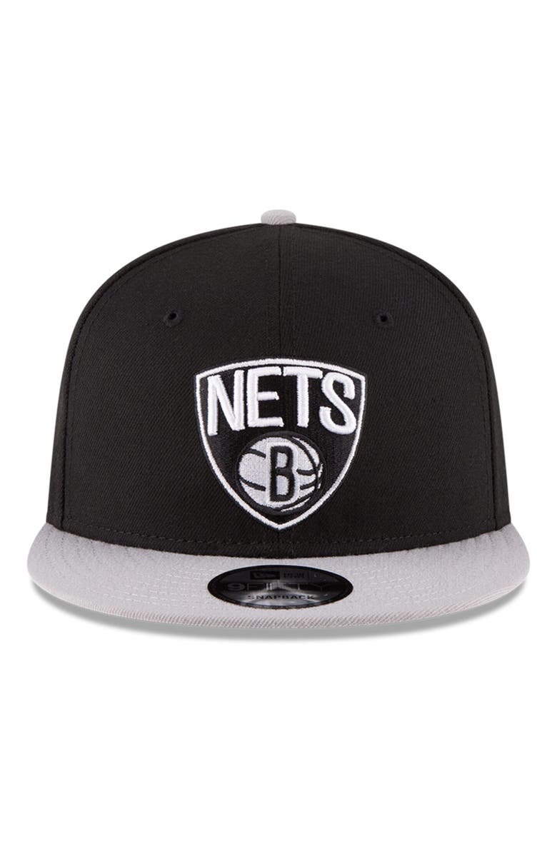 New Era Men's New Era Black/Gray Brooklyn Nets 2-Tone 9FIFTY Adjustable Snapback Hat, Alternate, color,