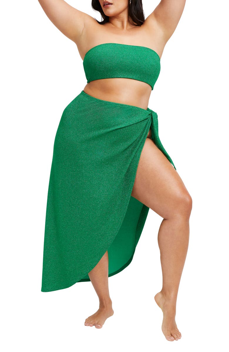 Good American Glitter Tie Sarong, Alternate, color, 