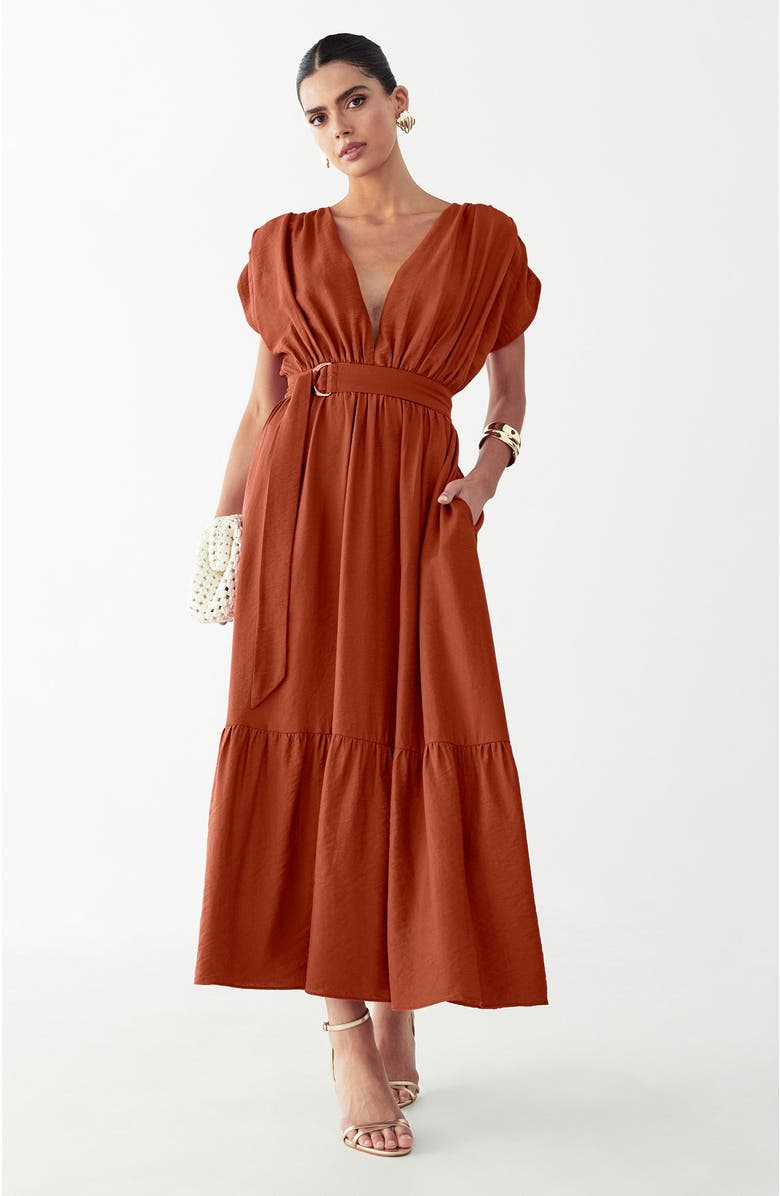 ST MRLO Este Midi Dress, Main, color, Rust
