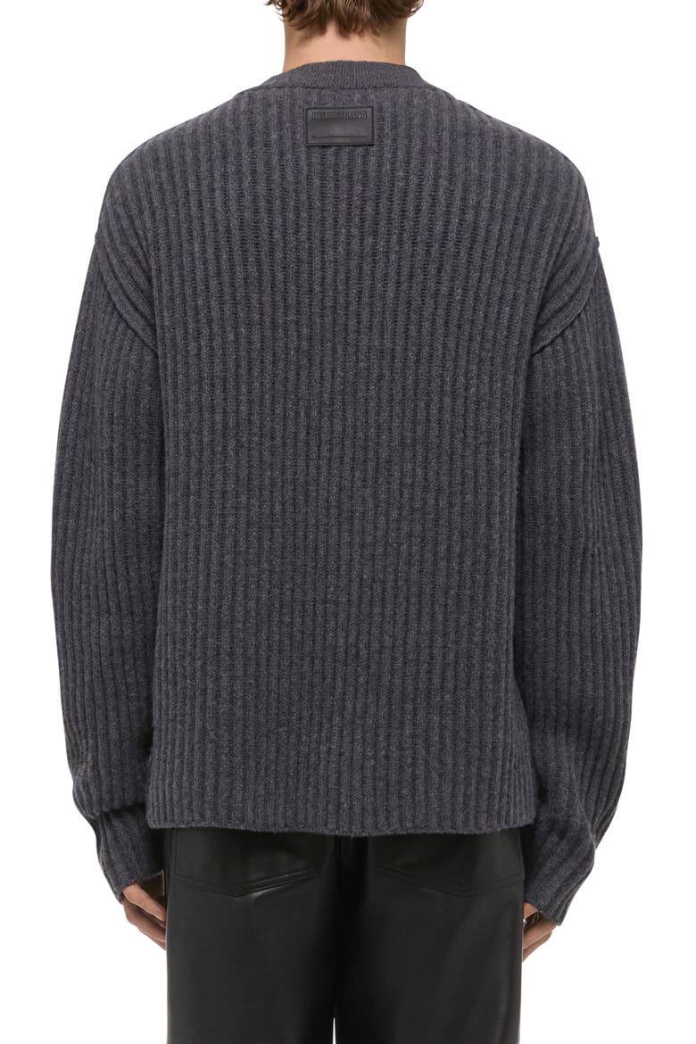 Zephir Oversize Ribbed Wool Blend Cardigan, Alternate, color, CHARCOAL