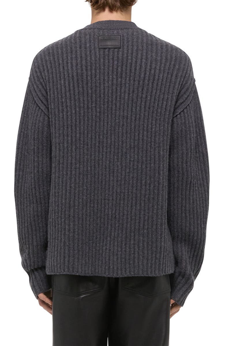 Helmut Lang Zephir Oversize Ribbed Wool Blend Cardigan, Alternate, color, Charcoal