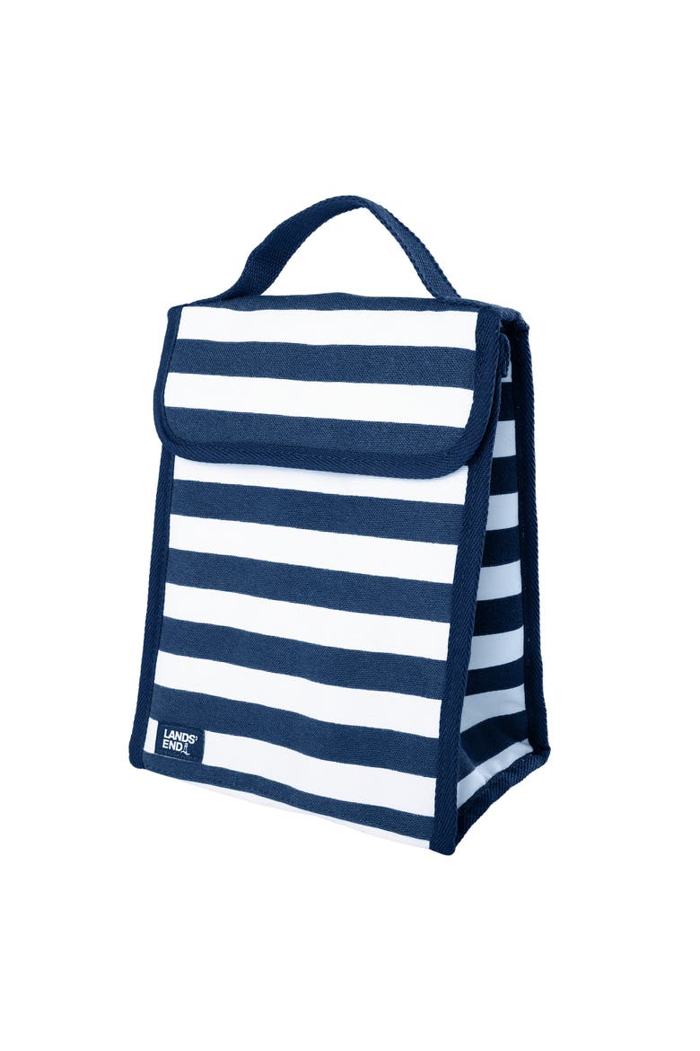 Small Cooler Bag Polyester Canvas, Soft Cooler Lunch Box, Main, color, Navy Stripe