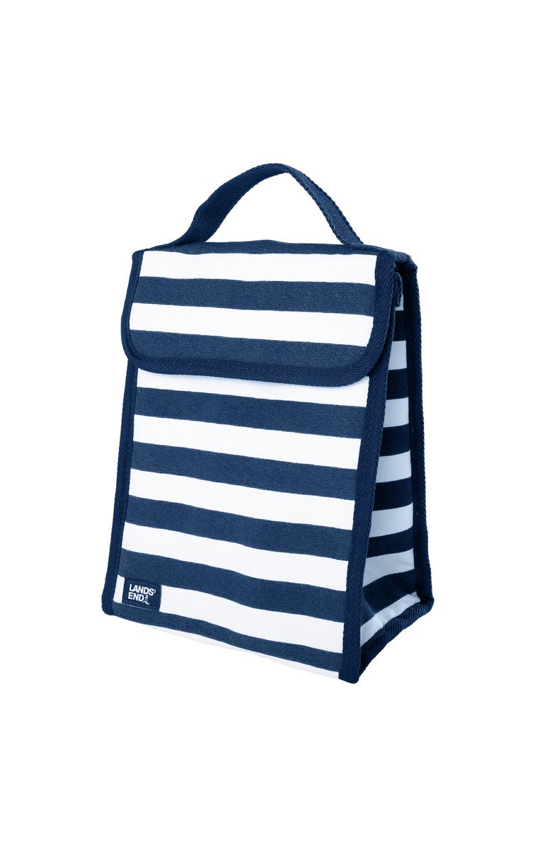 Lands' End Small Cooler Bag Polyester Canvas, Soft Cooler Lunch Box for Women and Men, Main, color, Navy