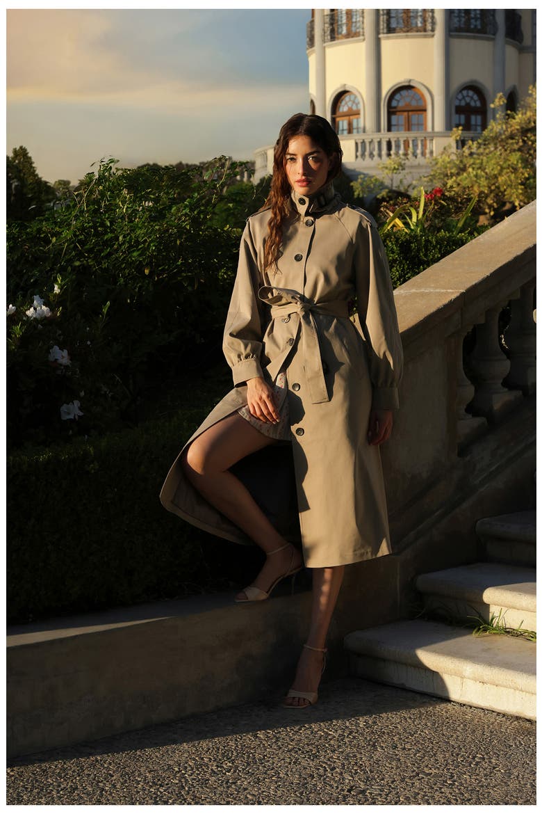 Funnel Neck Trench Coat, Alternate, color, SAGE