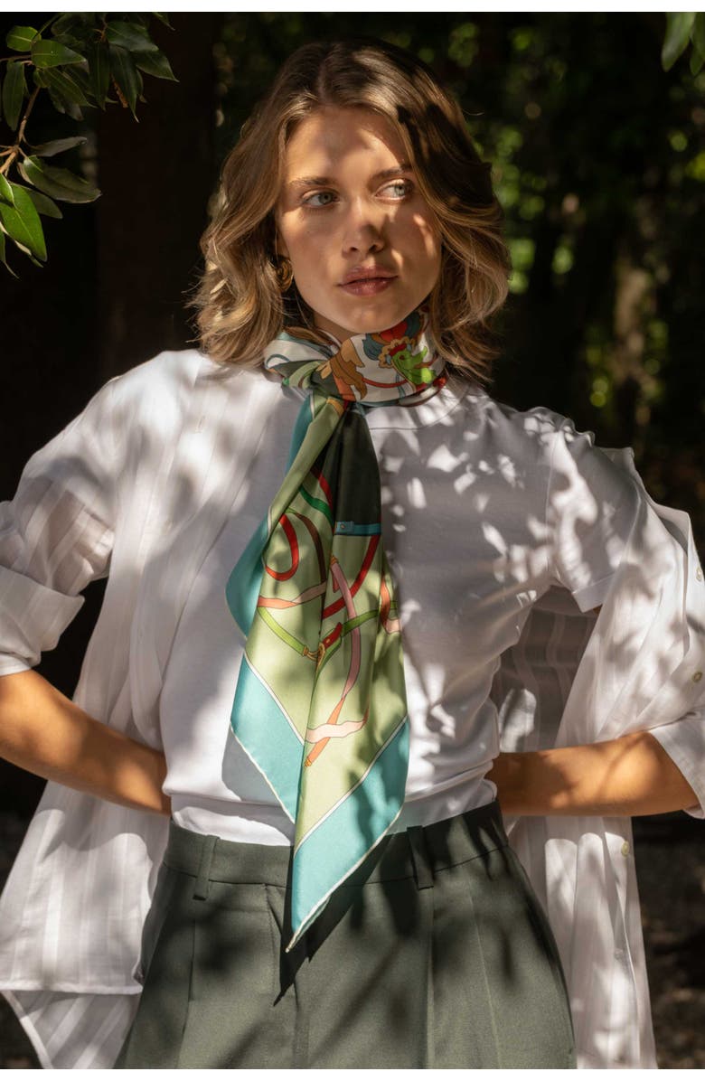 Elizabetta Sella Nobile - Silk Foulard for Women, Alternate, color, Green