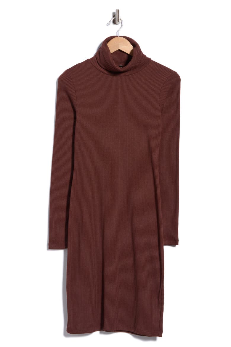 Rib Knit Turtleneck Dress, Alternate, color, BURGUNDY