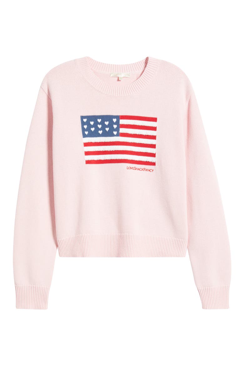 Ty Intarsia Flag Cotton Crewneck Sweater, Alternate, color, BLUSHING LIBERTY