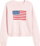 LoveShackFancy Ty Intarsia Flag Cotton Crewneck Sweater