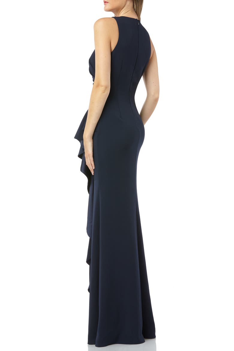 Carmen Marc Valvo Couture Infusion Ruffle Gown, Alternate, color, MIDNIGHT