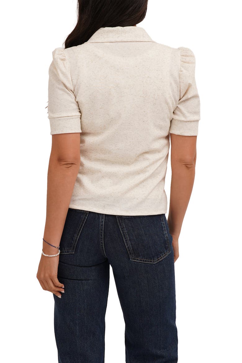 Puff Sleeve Button Front Shirt, Alternate, color, LINEN