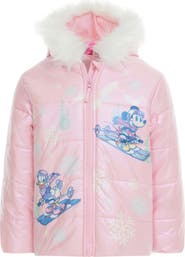 Disney Minnie Mouse Faux Fur Hooded Puffer Coat