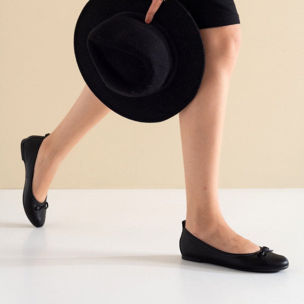 Forever & Always Shoes Florence Leather Ballerina Flats, Alternate, color, Black Leather