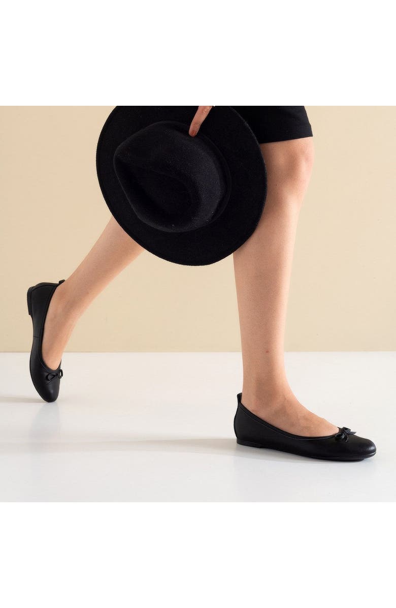 Forever & Always Shoes Florence Leather Ballerina Flats, Alternate, color, Black Leather