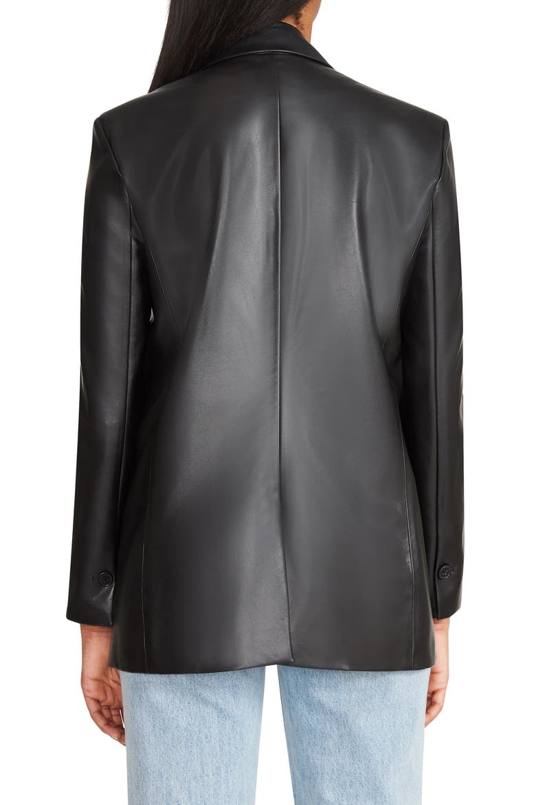 Singled Out Faux Leather Blazer, Alternate, color, BLACK