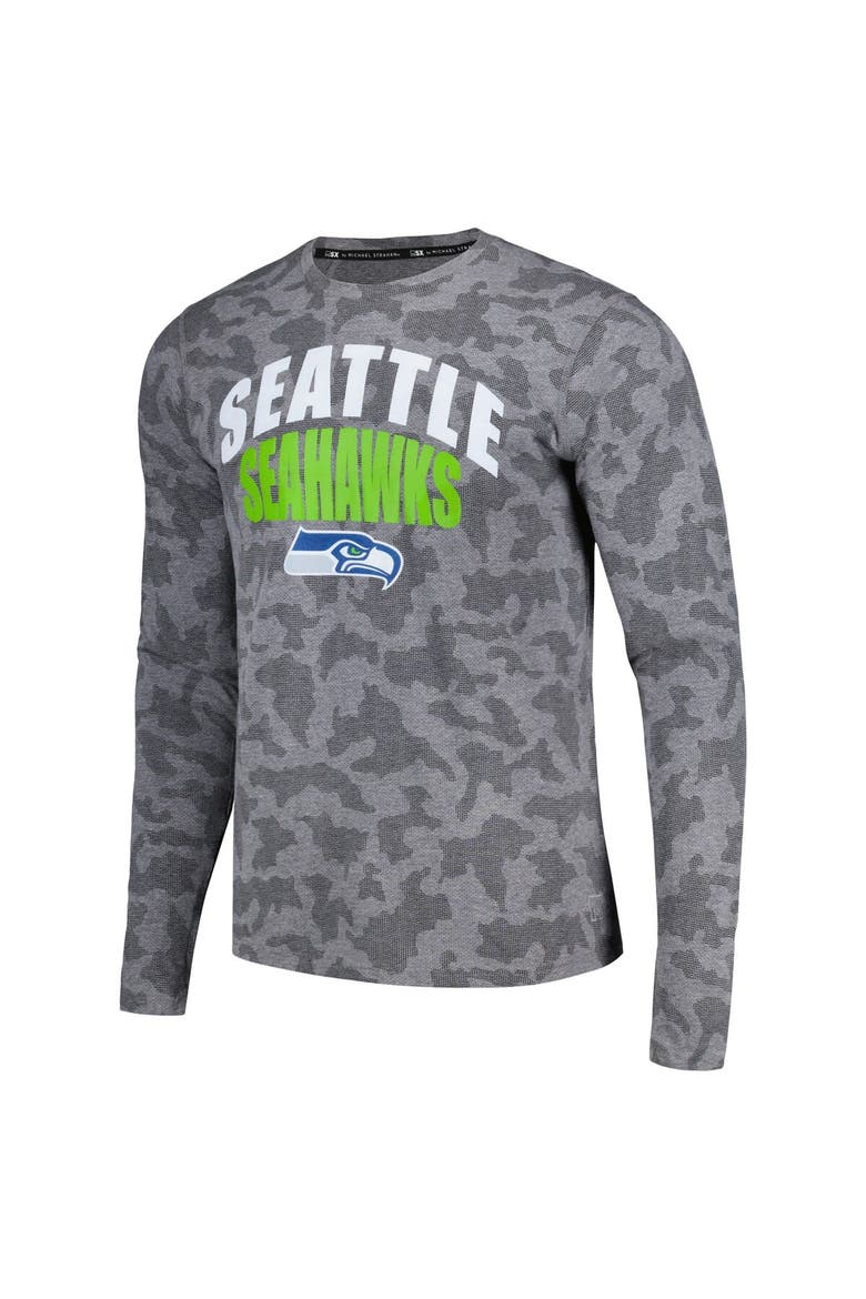 Men's Starter Heather Charcoal Seattle Seahawks Halftime Long Sleeve T-Shirt, Alternate, color, Heather Charcoal