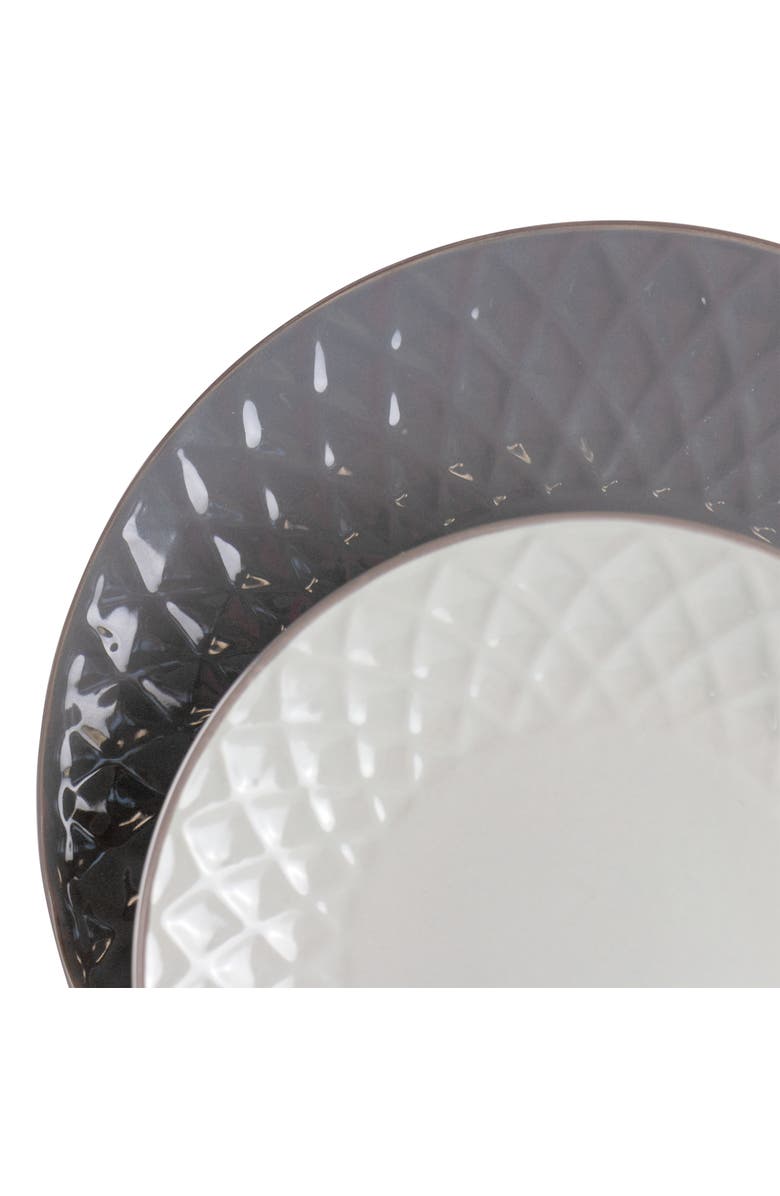 Elama Tahitian Diamond 16 Piece Stoneware Dinnerware Set, Alternate, color, White